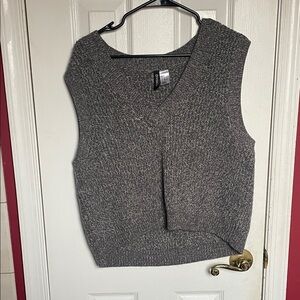 Divided Gray Knit V-Neck Sweater Vest